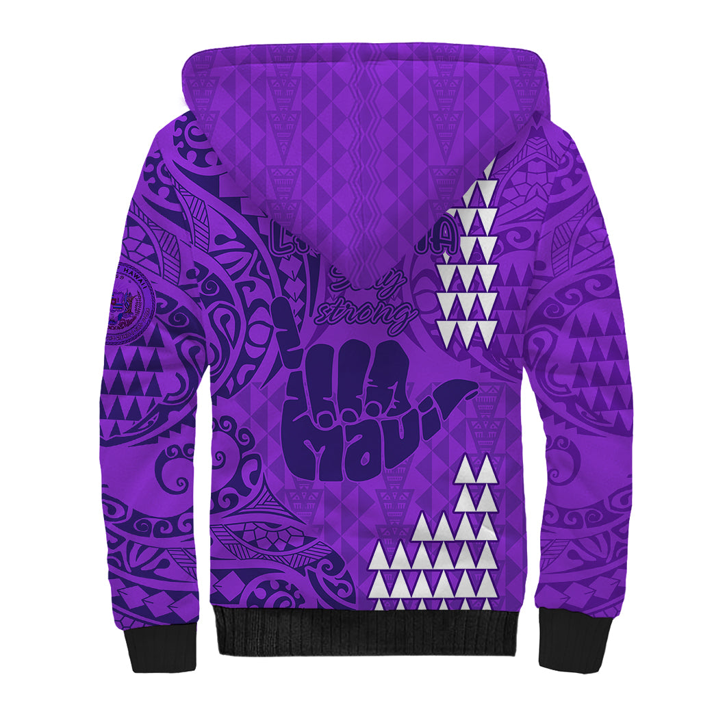 Strong Maui Sherpa Hoodie Good Living Hawaii with Shaka Sign Kakau Tribal Purple LT9 - Polynesian Pride