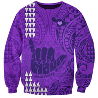 Strong Maui Sweatshirt Good Living Hawaii with Shaka Sign Kakau Tribal Purple LT9 Unisex Purple - Polynesian Pride