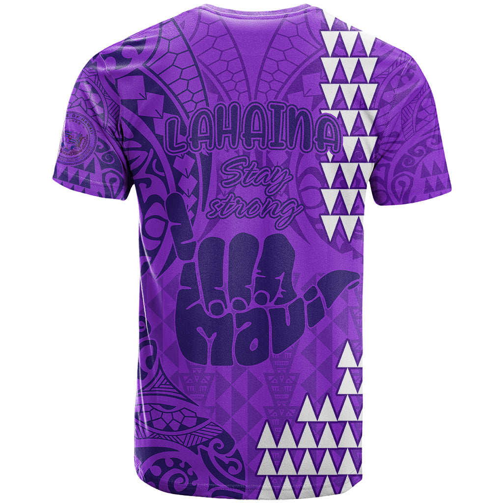 Strong Maui T Shirt Good Living Hawaii with Shaka Sign Kakau Tribal Purple LT9 - Polynesian Pride