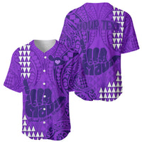 Personalised Strong Maui Baseball Jersey Good Living Hawaii with Shaka Sign Kakau Tribal Purple LT9 - Polynesian Pride