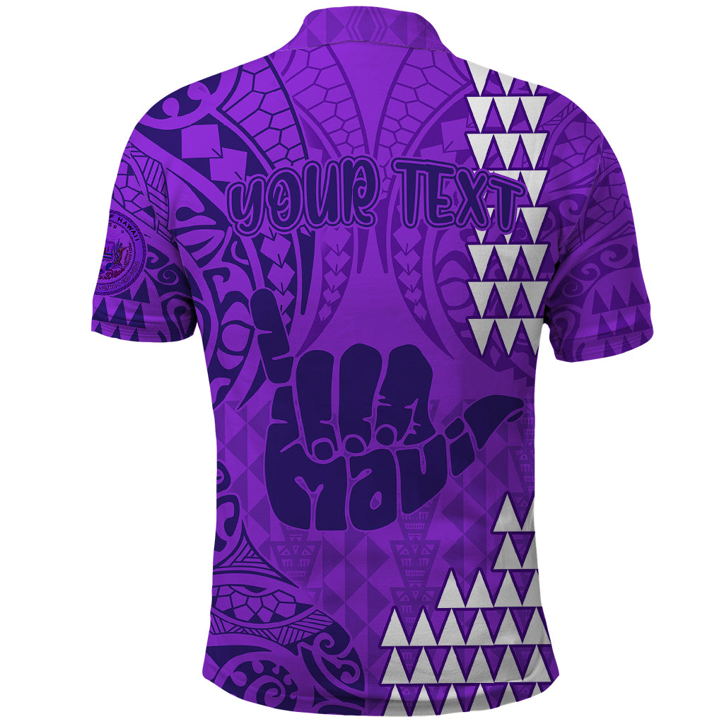 Personalised Strong Maui Polo Shirt Good Living Hawaii with Shaka Sign Kakau Tribal Purple LT9 - Polynesian Pride
