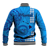 Maui Island Baseball Jacket Kakau Tribal Mixed Polynesian Pattern Blue LT9 - Polynesian Pride