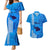 Personalised Maui Island Couples Matching Mermaid Dress and Hawaiian Shirt Kakau Tribal Mixed Polynesian Pattern Blue LT9 Blue - Polynesian Pride