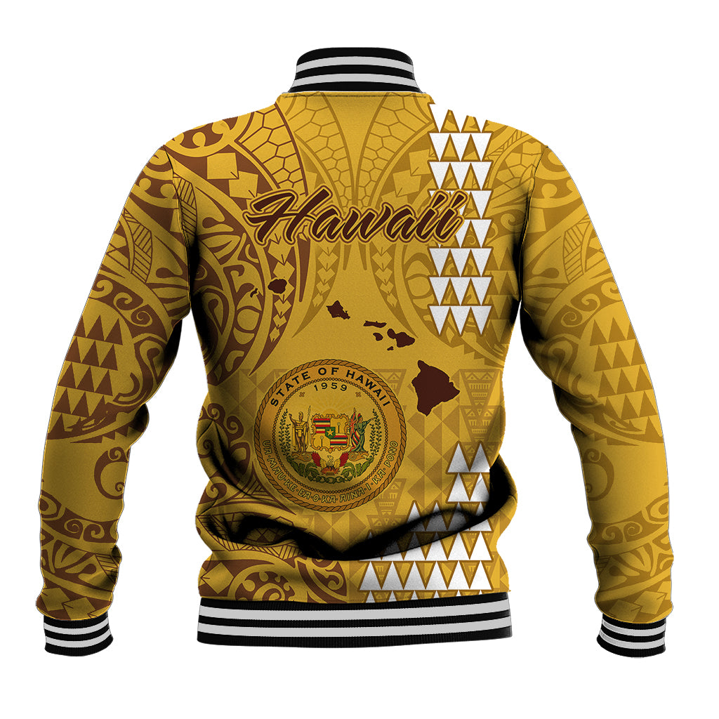 Maui Island Baseball Jacket Kakau Tribal Mixed Polynesian Pattern Gold LT9 - Polynesian Pride