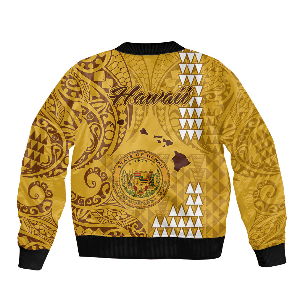 Maui Island Bomber Jacket Kakau Tribal Mixed Polynesian Pattern Gold LT9 - Polynesian Pride