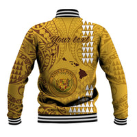 Personalised Maui Island Baseball Jacket Kakau Tribal Mixed Polynesian Pattern Gold LT9 - Polynesian Pride