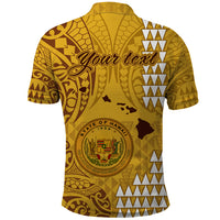Personalised Maui Island Polo Shirt Kakau Tribal Mixed Polynesian Pattern Gold LT9 - Polynesian Pride