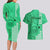 Maui Island Couples Matching Long Sleeve Bodycon Dress and Hawaiian Shirt Kakau Tribal Mixed Polynesian Pattern Green LT9 - Polynesian Pride