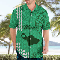 Maui Island Hawaiian Shirt Kakau Tribal Mixed Polynesian Pattern Green LT9 - Polynesian Pride