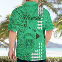 Maui Island Hawaiian Shirt Kakau Tribal Mixed Polynesian Pattern Green LT9 - Polynesian Pride