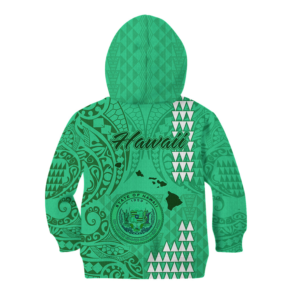 Maui Island Kid Hoodie Kakau Tribal Mixed Polynesian Pattern Green LT9 - Polynesian Pride