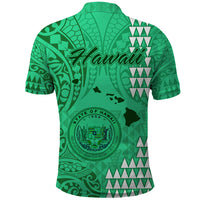 Maui Island Polo Shirt Kakau Tribal Mixed Polynesian Pattern Green LT9 - Polynesian Pride