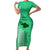 Maui Island Short Sleeve Bodycon Dress Kakau Tribal Mixed Polynesian Pattern Green LT9 Long Dress Green - Polynesian Pride