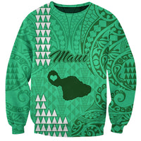 Maui Island Sweatshirt Kakau Tribal Mixed Polynesian Pattern Green LT9 Unisex Green - Polynesian Pride