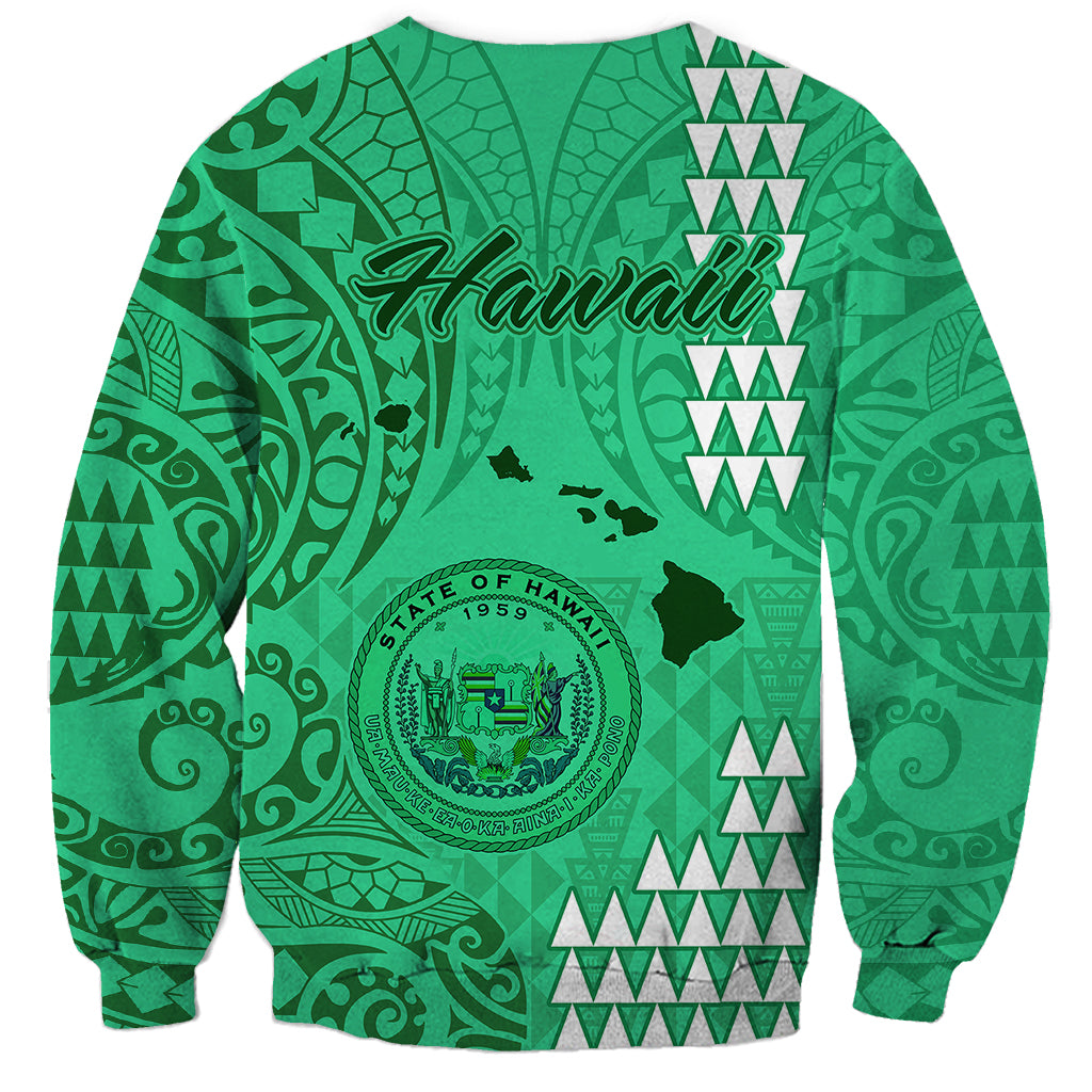 Maui Island Sweatshirt Kakau Tribal Mixed Polynesian Pattern Green LT9 - Polynesian Pride