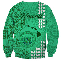 Maui Island Sweatshirt Kakau Tribal Mixed Polynesian Pattern Green LT9 - Polynesian Pride