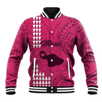 Maui Island Baseball Jacket Kakau Tribal Mixed Polynesian Pattern Pink LT9 Unisex Pink - Polynesian Pride