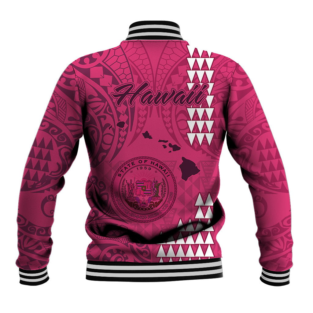 Maui Island Baseball Jacket Kakau Tribal Mixed Polynesian Pattern Pink LT9 - Polynesian Pride
