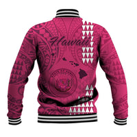 Maui Island Baseball Jacket Kakau Tribal Mixed Polynesian Pattern Pink LT9 - Polynesian Pride