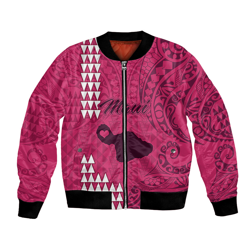Maui Island Bomber Jacket Kakau Tribal Mixed Polynesian Pattern Pink LT9 Unisex Pink - Polynesian Pride