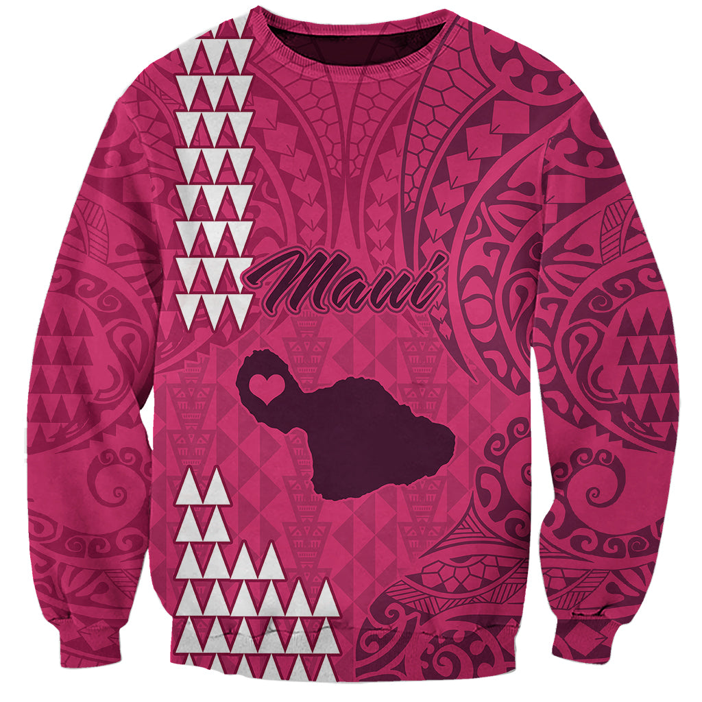 Maui Island Sweatshirt Kakau Tribal Mixed Polynesian Pattern Pink LT9 Unisex Pink - Polynesian Pride