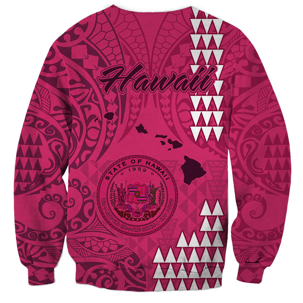 Maui Island Sweatshirt Kakau Tribal Mixed Polynesian Pattern Pink LT9 - Polynesian Pride