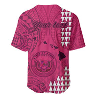 Personalised Maui Island Baseball Jersey Kakau Tribal Mixed Polynesian Pattern Pink LT9 - Polynesian Pride
