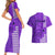 Maui Island Couples Matching Short Sleeve Bodycon Dress and Hawaiian Shirt Kakau Tribal Mixed Polynesian Pattern Purple LT9 - Polynesian Pride