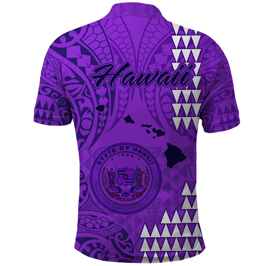 Maui Island Polo Shirt Kakau Tribal Mixed Polynesian Pattern Purple LT9 - Polynesian Pride