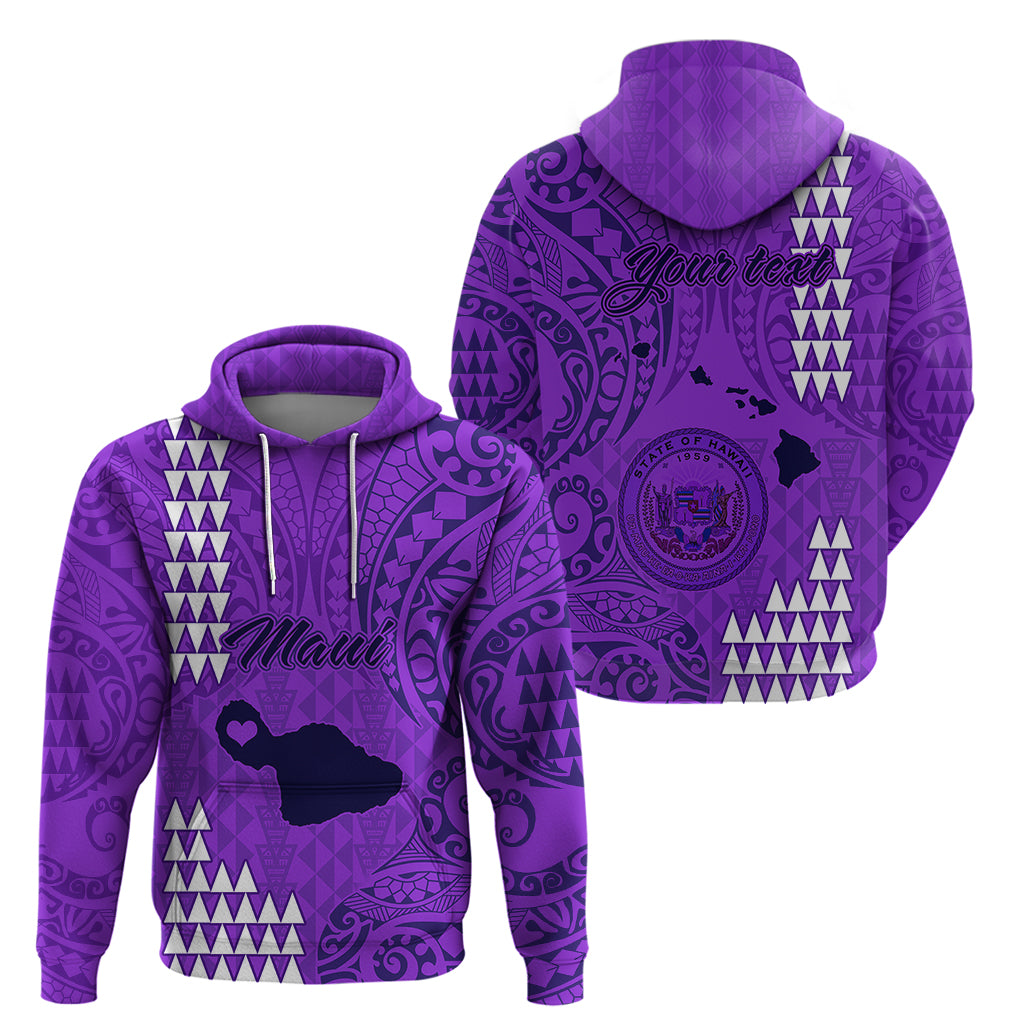 Personalised Maui Island Hoodie Kakau Tribal Mixed Polynesian Pattern Purple LT9 - Polynesian Pride