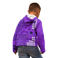 Personalised Maui Island Kid Hoodie Kakau Tribal Mixed Polynesian Pattern Purple LT9 - Polynesian Pride