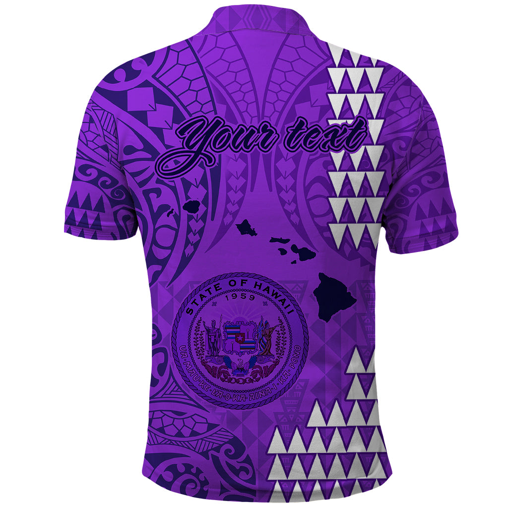 Personalised Maui Island Polo Shirt Kakau Tribal Mixed Polynesian Pattern Purple LT9 - Polynesian Pride