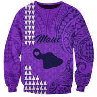 Personalised Maui Island Sweatshirt Kakau Tribal Mixed Polynesian Pattern Purple LT9 Unisex Purple - Polynesian Pride