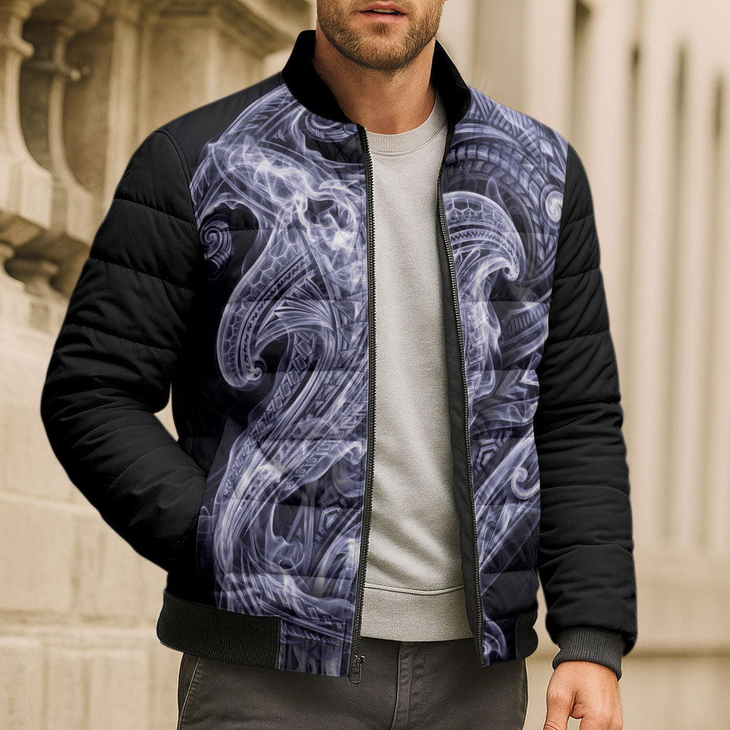 Kikorangi Maori Tribal Hammershark Ghost Spirit Bomber Puffer Jacket