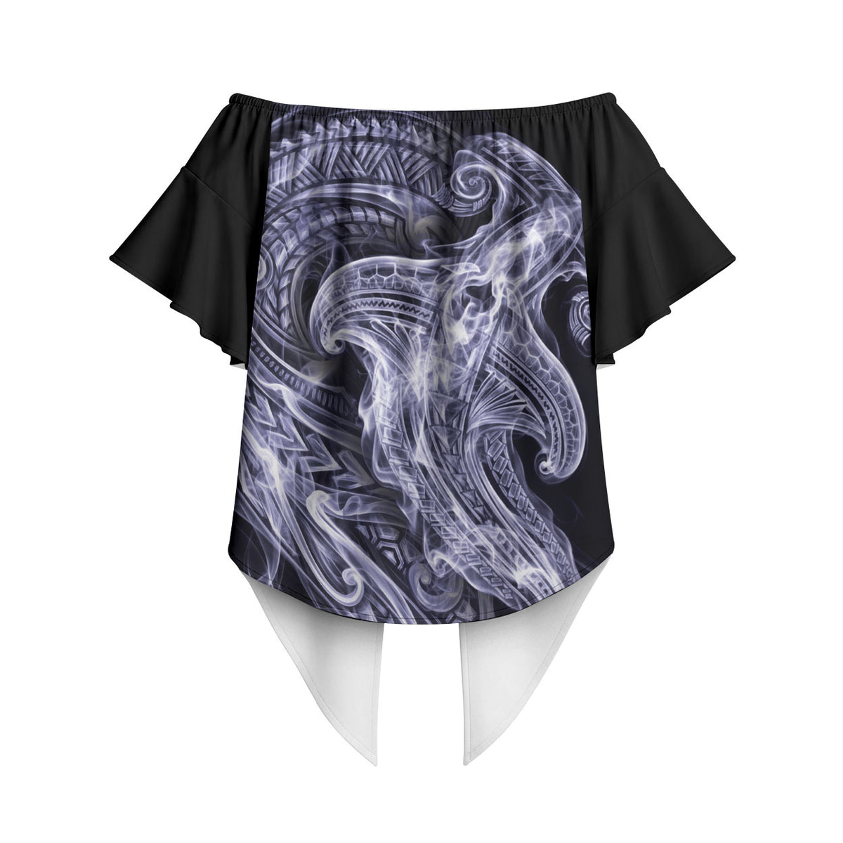 Kikorangi Maori Tribal Hammershark Ghost Spirit Off Shoulder Wrap Waist Top