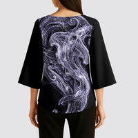 Waiporoporo Maori Tribal Hammershark Ghost Spirit Kimono Sleeve Blouse