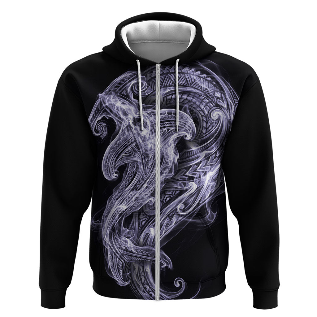 Waiporoporo Maori Tribal Hammershark Ghost Spirit Zip Hoodie