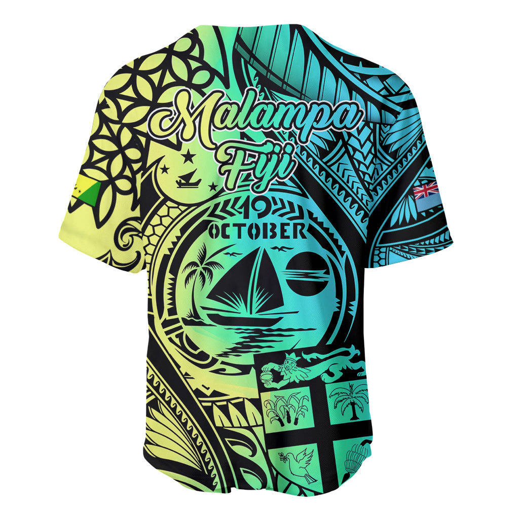 Malampa Fiji Day Baseball Jersey Vanuatu Sand Drawing With Polynesian Pattern LT9 - Polynesian Pride