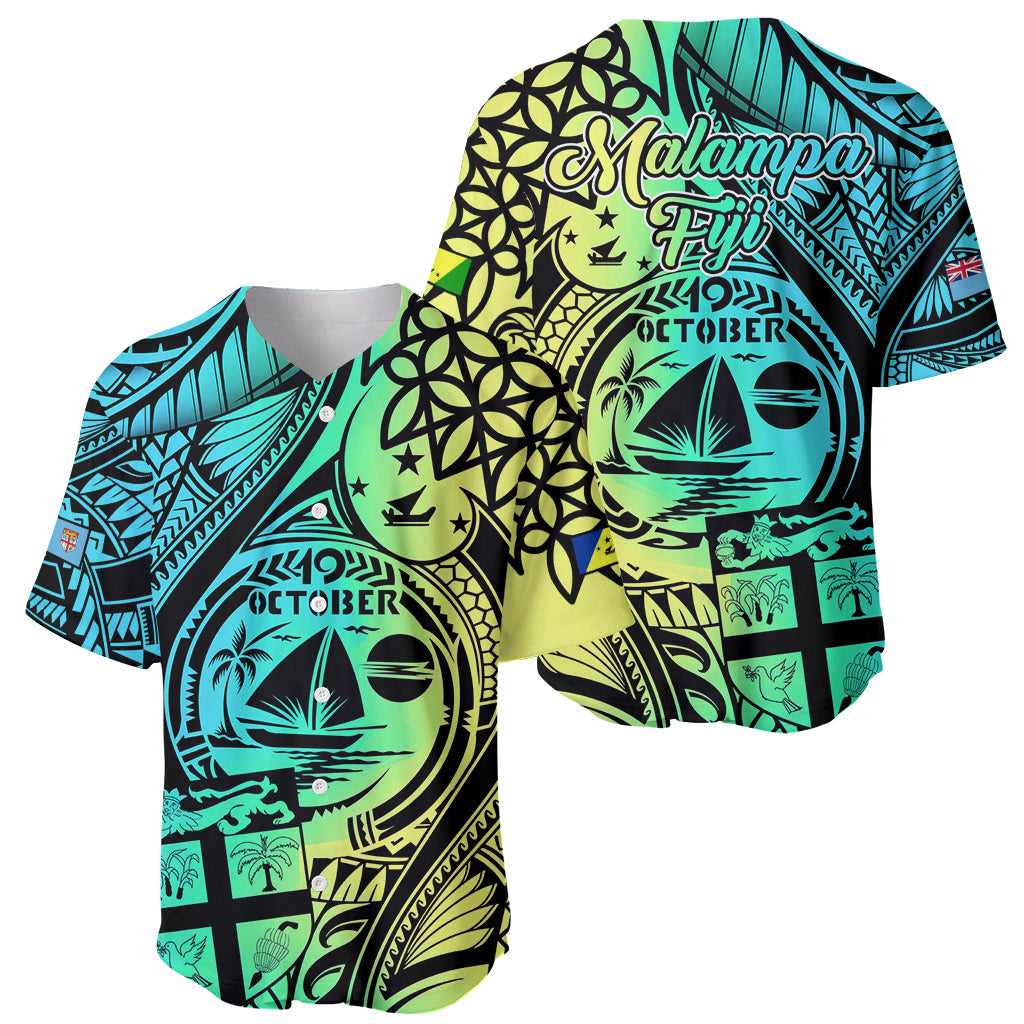 Malampa Fiji Day Baseball Jersey Vanuatu Sand Drawing With Polynesian Pattern LT9 - Polynesian Pride