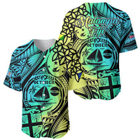 Malampa Fiji Day Baseball Jersey Vanuatu Sand Drawing With Polynesian Pattern LT9 - Polynesian Pride