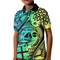 Malampa Fiji Day Kid Polo Shirt Vanuatu Sand Drawing With Polynesian Pattern LT9 Kid Black - Polynesian Pride