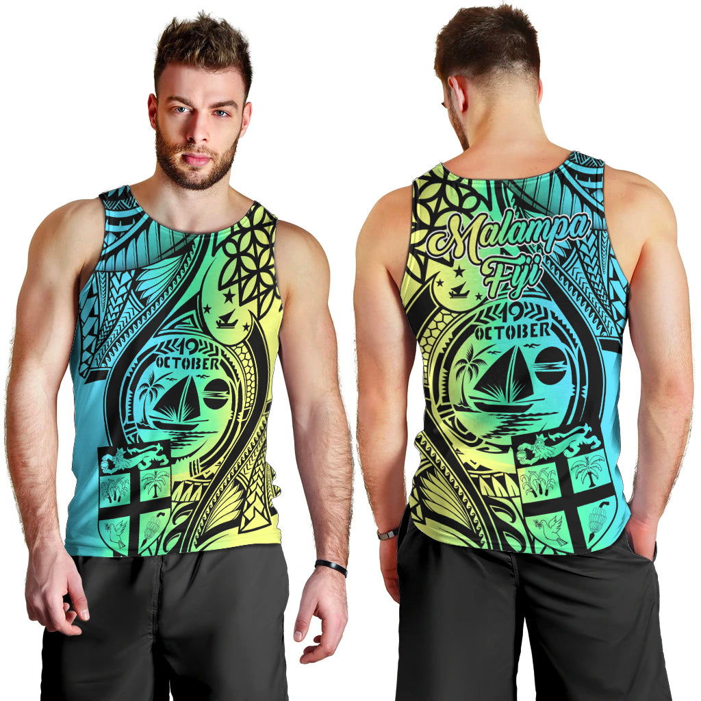Malampa Fiji Day Men Tank Top Vanuatu Sand Drawing With Polynesian Pattern LT9 - Polynesian Pride