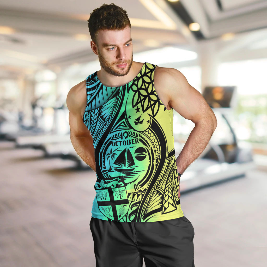 Malampa Fiji Day Men Tank Top Vanuatu Sand Drawing With Polynesian Pattern LT9 - Polynesian Pride