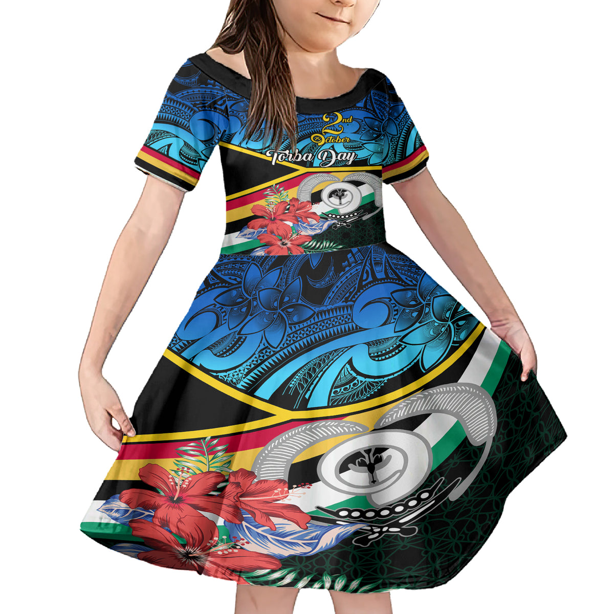 Torba Vanuatu Family Matching Short Sleeve Bodycon Dress and Hawaiian Shirt Sand Drawing With Polynesian Pattern LT9 Daughter's Dress Black - Polynesian Pride