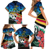 Torba Vanuatu Family Matching Short Sleeve Bodycon Dress and Hawaiian Shirt Sand Drawing With Polynesian Pattern LT9 - Polynesian Pride