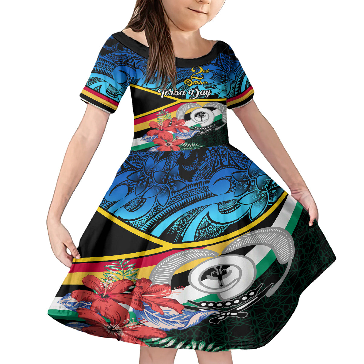 Personalised Torba Vanuatu Family Matching Long Sleeve Bodycon Dress and Hawaiian Shirt Sand Drawing With Polynesian Pattern LT9 Daughter's Dress Black - Polynesian Pride