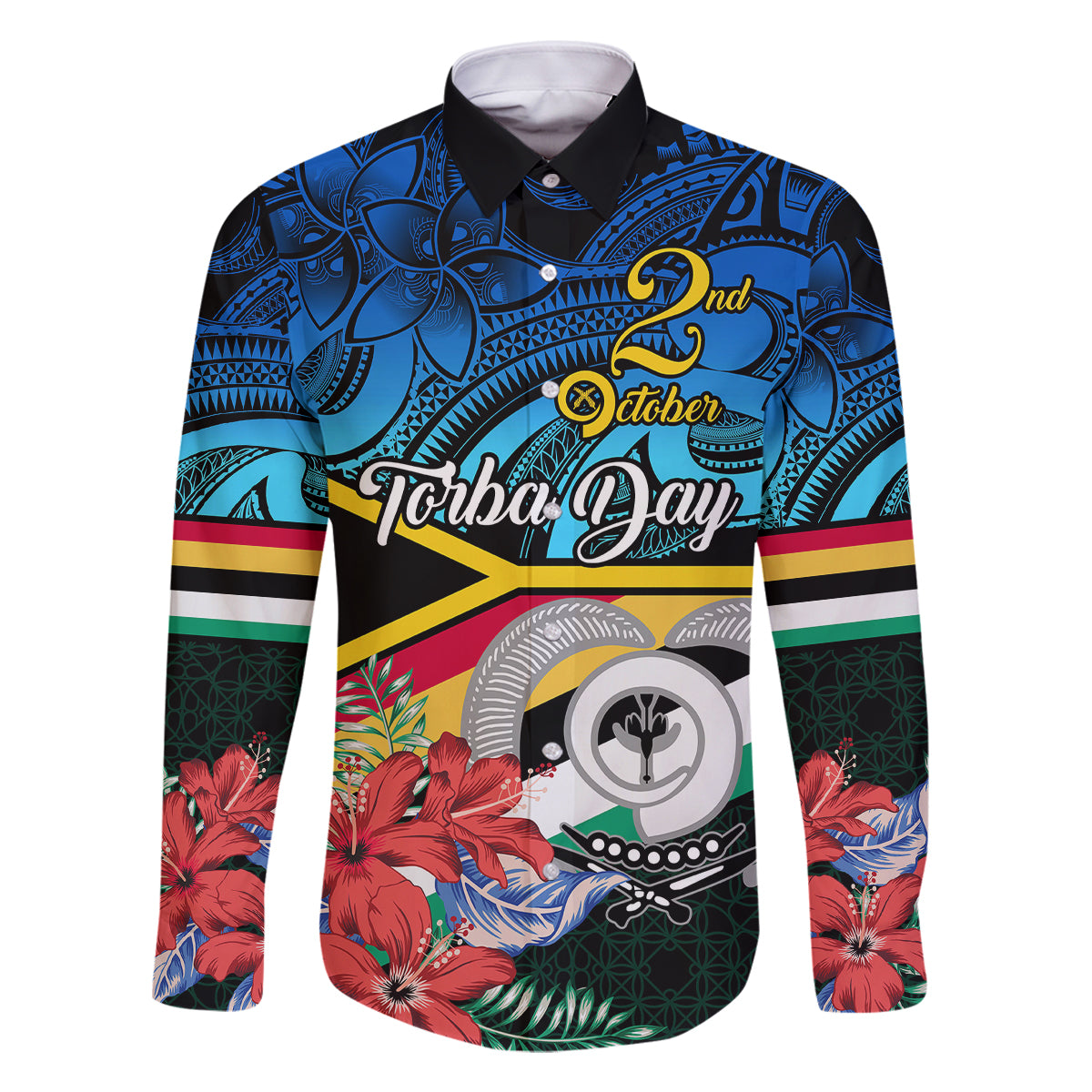 Personalised Torba Vanuatu Family Matching Long Sleeve Bodycon Dress and Hawaiian Shirt Sand Drawing With Polynesian Pattern LT9 Dad's Shirt - Long Sleeve Black - Polynesian Pride