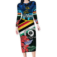 Personalised Torba Vanuatu Family Matching Long Sleeve Bodycon Dress and Hawaiian Shirt Sand Drawing With Polynesian Pattern LT9 Mom's Dress Black - Polynesian Pride