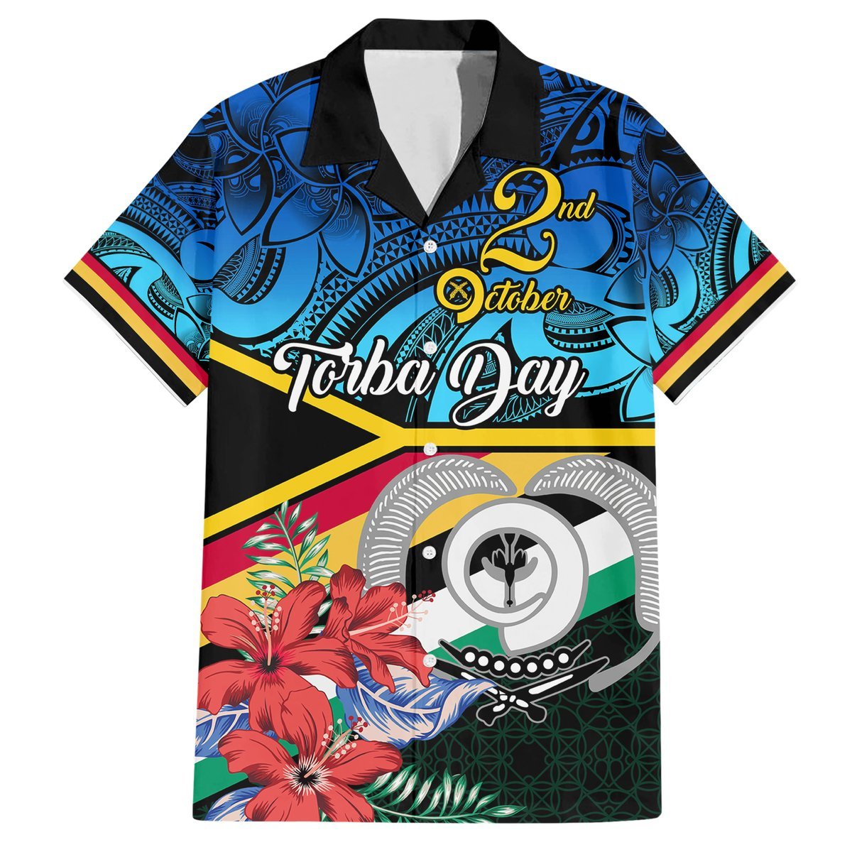 Personalised Torba Vanuatu Hawaiian Shirt Sand Drawing With Polynesian Pattern LT9 Black - Polynesian Pride