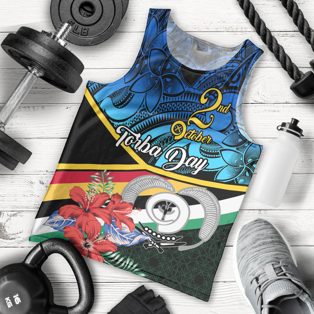 Personalised Torba Vanuatu Men Tank Top Sand Drawing With Polynesian Pattern LT9 Black - Polynesian Pride